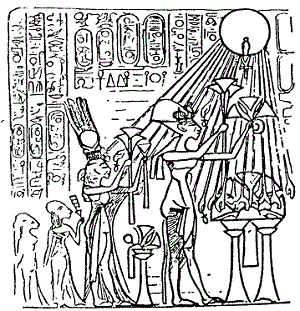 Рис. 2 – Аменофис IV вместе со своей семьей совершает жертвоприношение богу Солнца